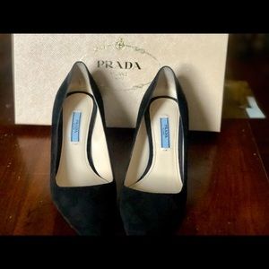 Prada Calzature Donna Black Suede Heels 36.5/6.5